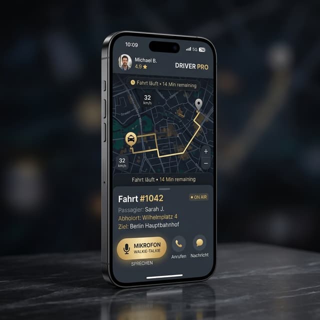 CapoRide Fahrer App Mockup